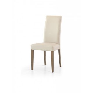 Set di 2 sedie PALMARIA in ecopelle beige e gambe tortora