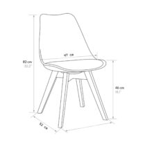 Set di 4 sedie WYNWOOD in polipropilene bianco, cuscino ecopelle, gambe in legno di faggio, 47x52x82 cm