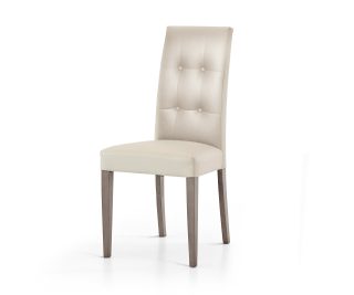 Set di 2 sedie PALMAROLA in ecopelle beige con bottoni