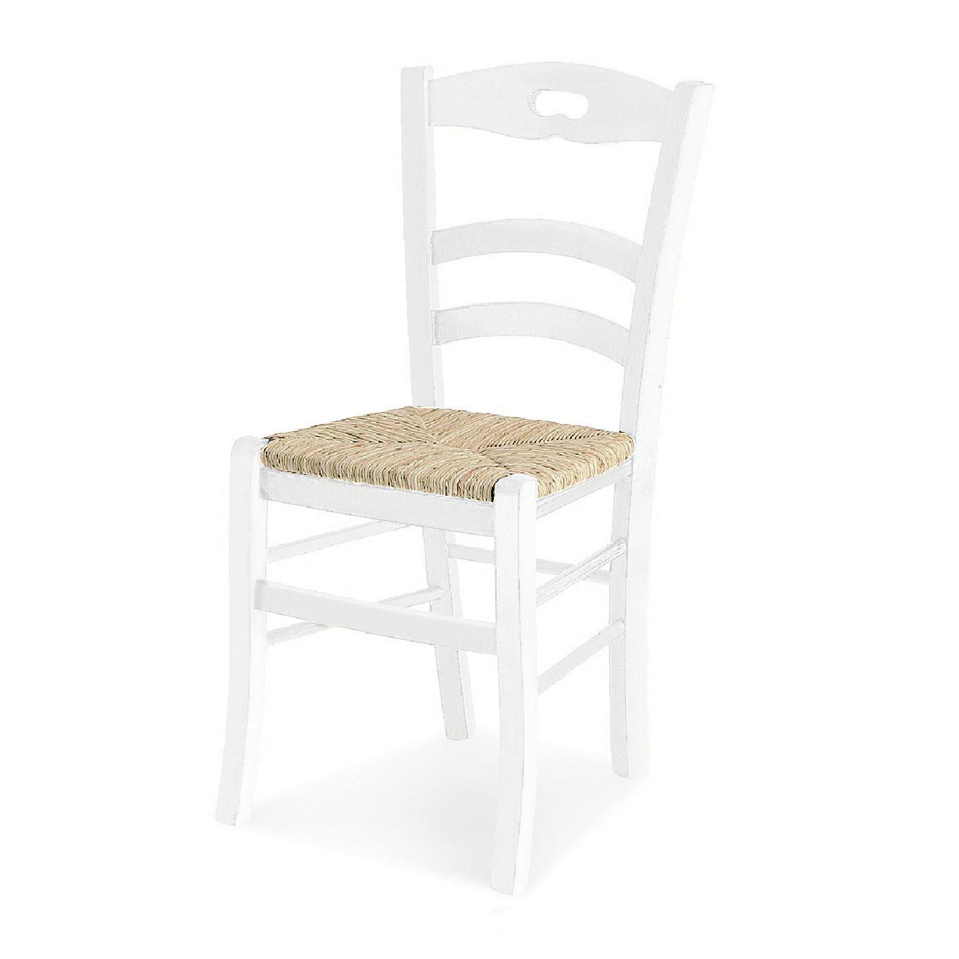 Set di 2 sedie AURELIA in legno massello bianco con seduta in paglia -  Konte Design