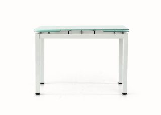Tavolo RAPALLO in metallo bianco con piano in vetro allungabile 110x70 cm