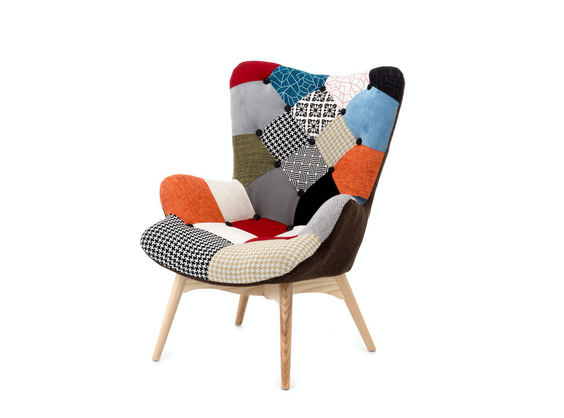 Poltroncina HAVANA imbottita in tessuto patchwork - Konte Design