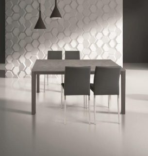 Tavolo SANREMO in metallo e cemento grigio allungabile 140x80 cm - 200x80 cm