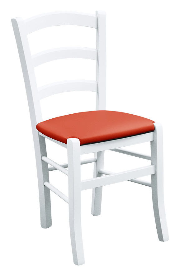 Sedia in legno massello bianco con seduta imbottita - Konte Design