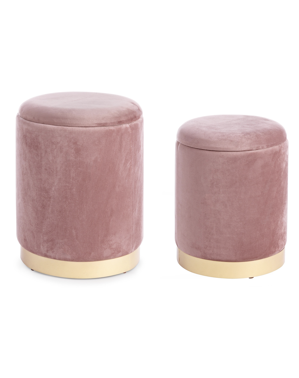 Set di 2 pouf contenitore POLINA in velluto rosa - Konte Design