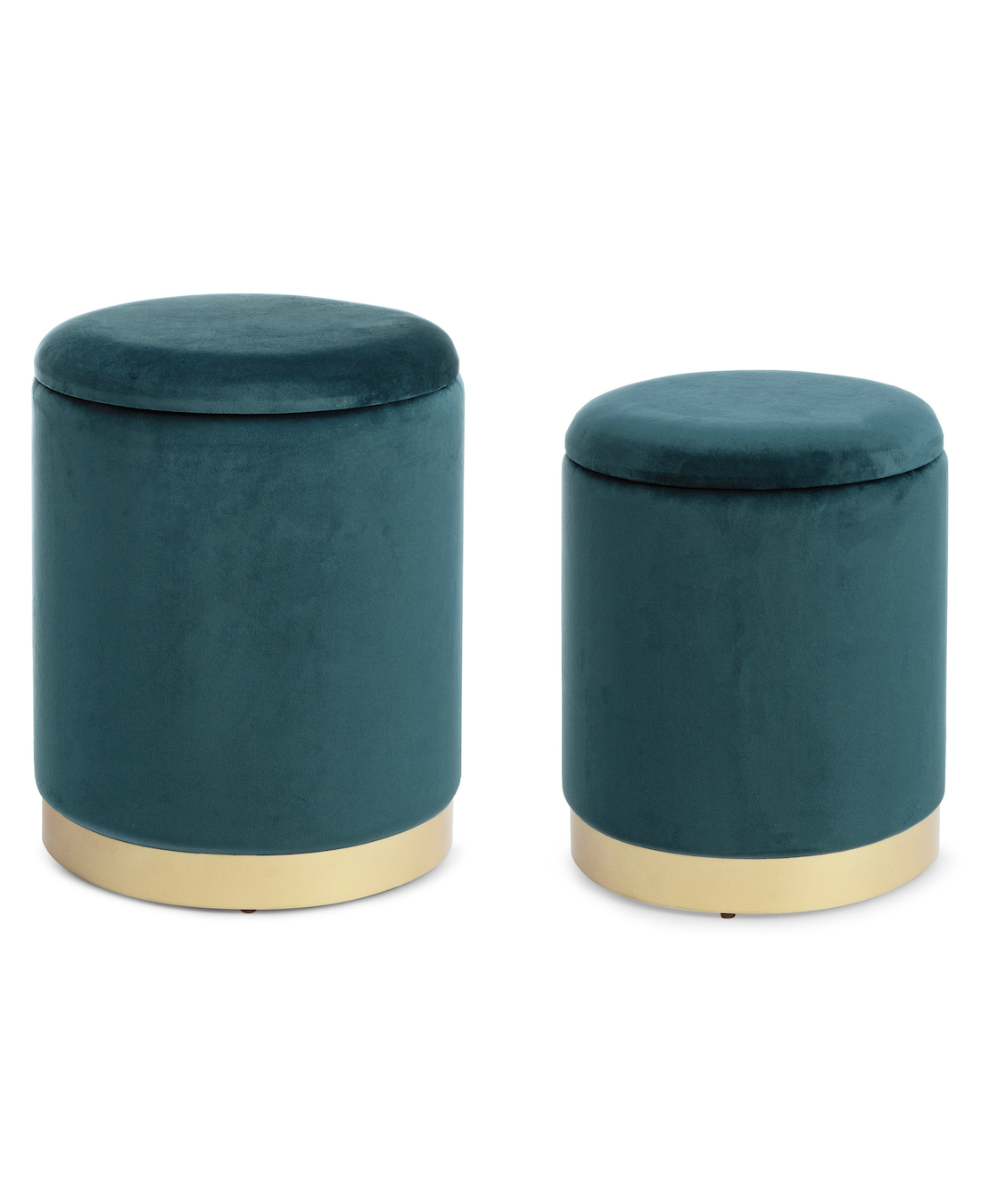 Set di 2 pouf contenitore POLINA in velluto verde - Konte Design