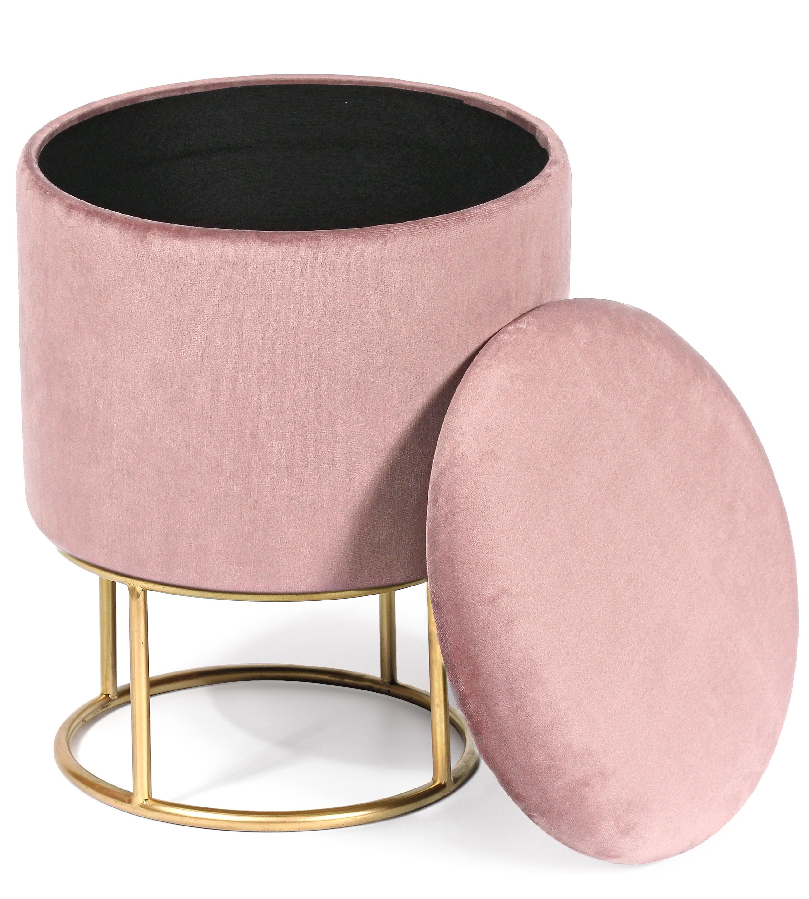 Pouf contenitore POLINA in velluto rosa - Konte Design