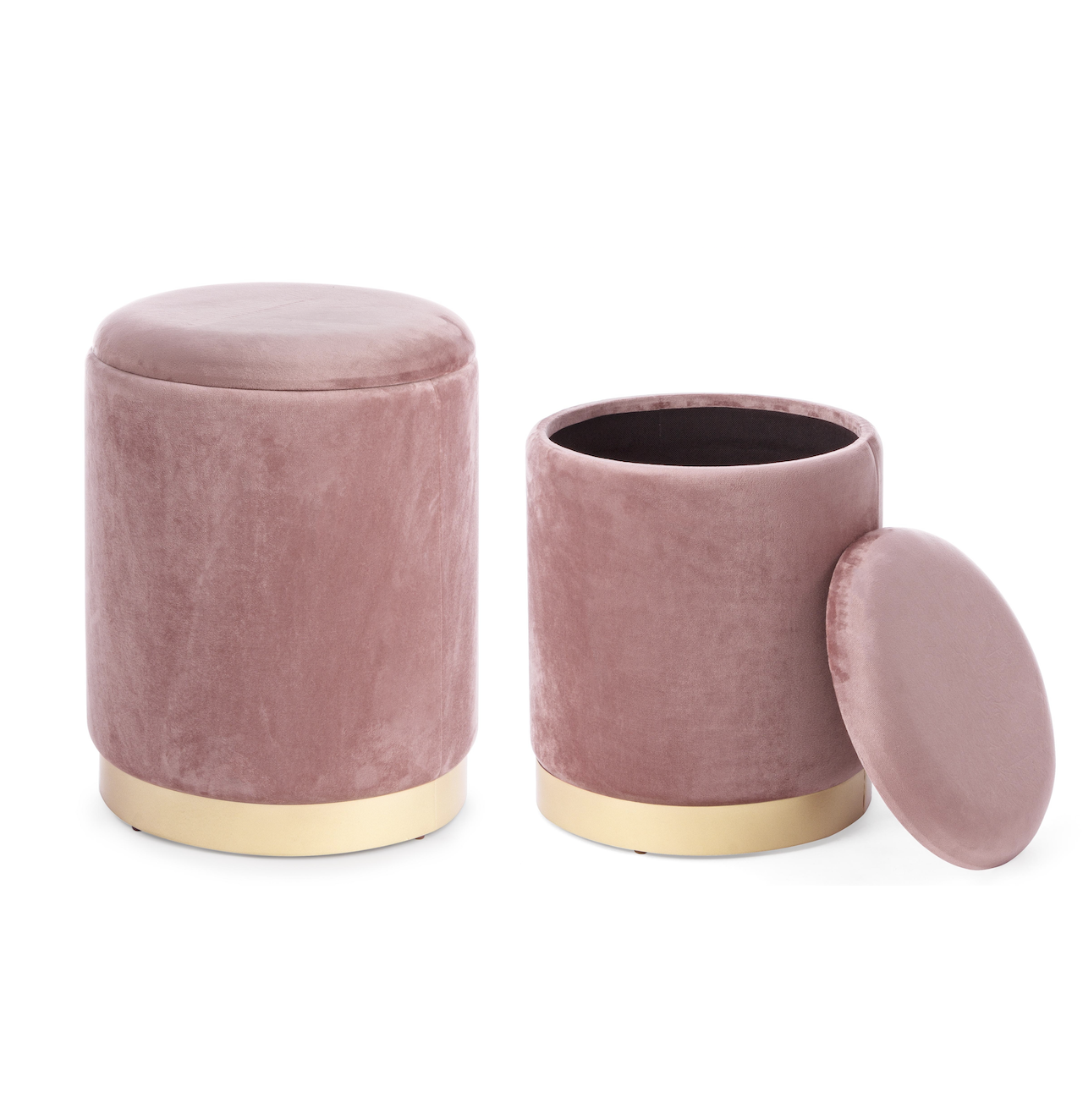 Set di 2 pouf contenitore POLINA in velluto rosa