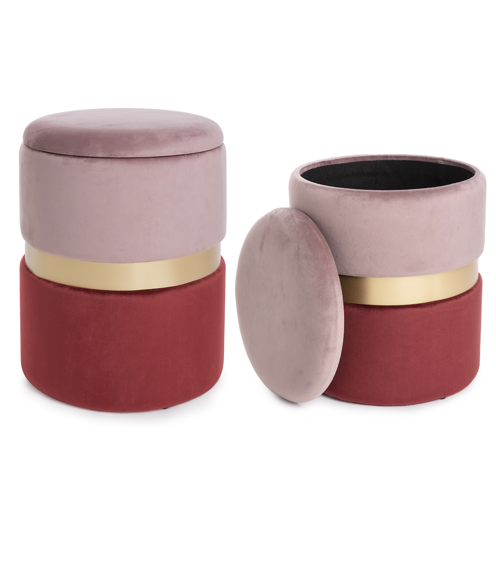 KONTE.DESIGN Pouf contenitore POLINA in Velluto Rosa : : Casa e  cucina