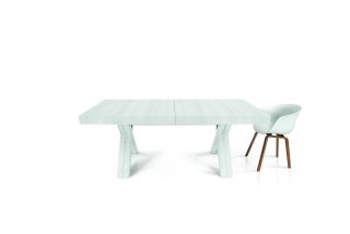 Tavolo GALLIPOLI in legno nobilitato bianco consumato allungabile 180x100 cm - 480x100 cm (Gambe X)