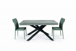Tavolo TRASTEVERE in legno nobilitato finitura beton allungabile 160x90 cm - 260x90 cm (Gambe Incrociate)