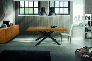 Tavolo ARGENTARIO impiallacciato rovere nodato allungabile 160x90 cm - 260x90 cm (Grano)