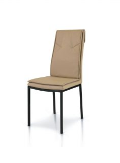 Set di sedie PRATI tortora in ecopelle con struttura in metallo verniciato di colore nero