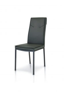 Set di sedie PRATI grigie in ecopelle con struttura in metallo verniciato di colore grigio