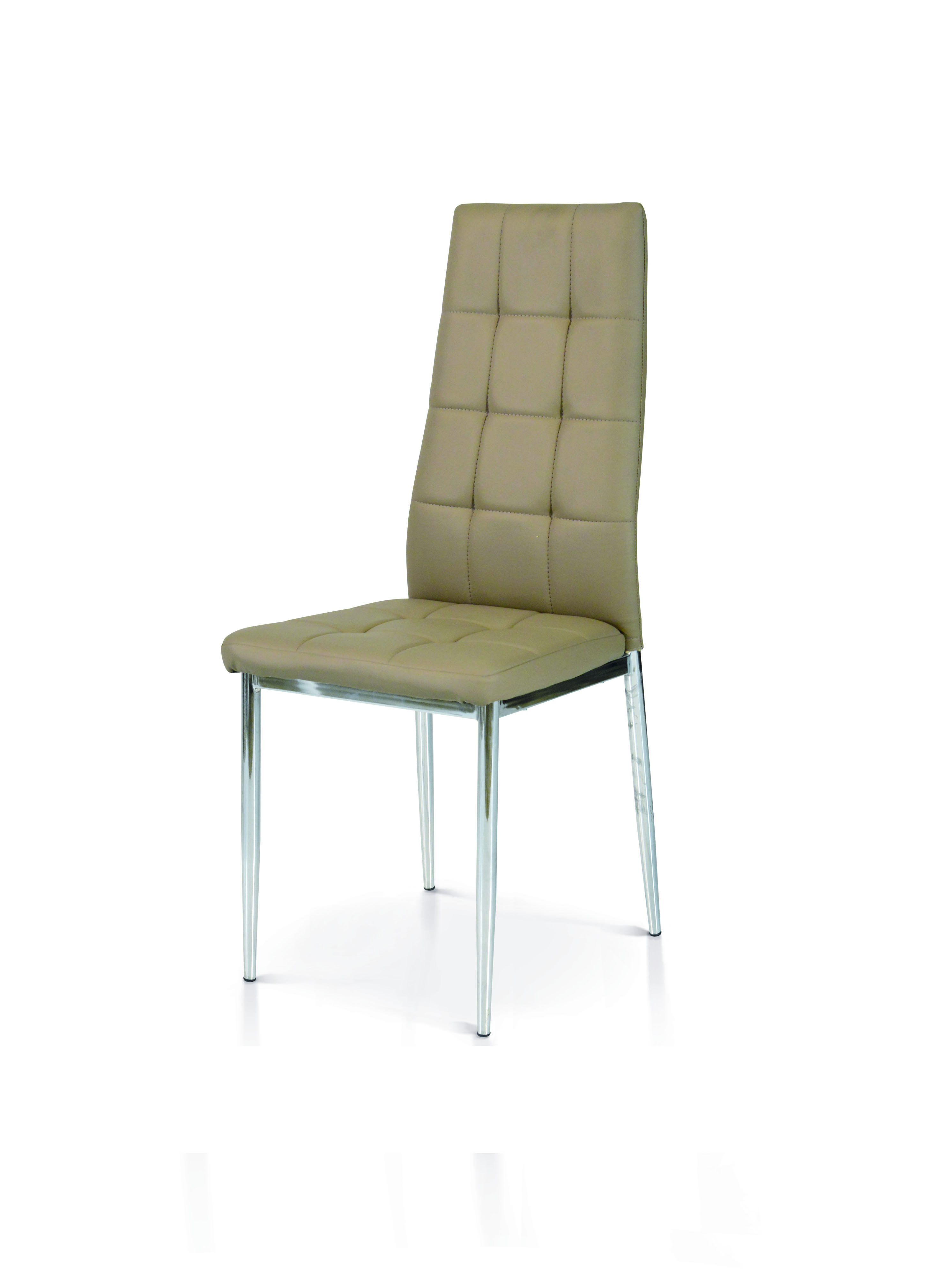 Set di sedie BROOKLYN tortora in ecopelle con struttura in metallo cromato  - Konte Design