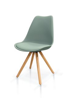 Set di sedie FOREST HILL in polipropilene grigio con seduta imbottita e gambe in legno di faggio