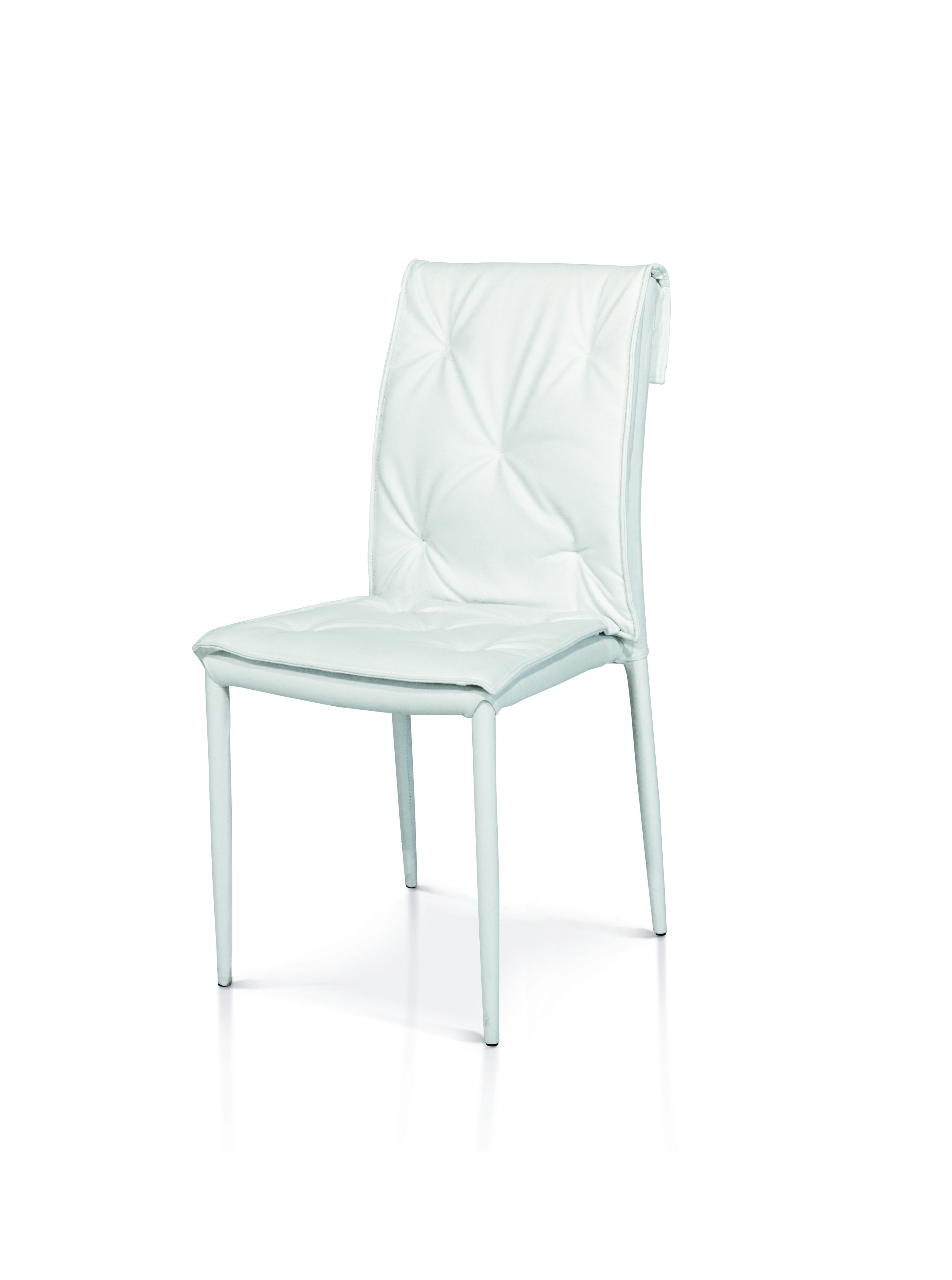 Set di sedie CHELSEA bianche in ecopelle con struttura in metallo rivestito  - Konte Design