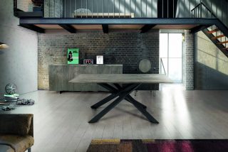 Tavolo PARIOLI massello rovere nodato sp. 4 250x100 cm (Beton)