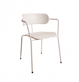 Poltroncina KINGS CROSS in metallo bianco con fondino e schienale in polipropilene bianco