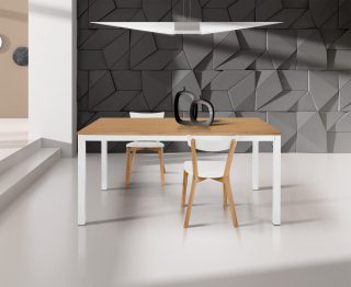 Tavolo PORTOFINO rovere e metallo allungabile a libro 90x90 cm - 180x90 cm