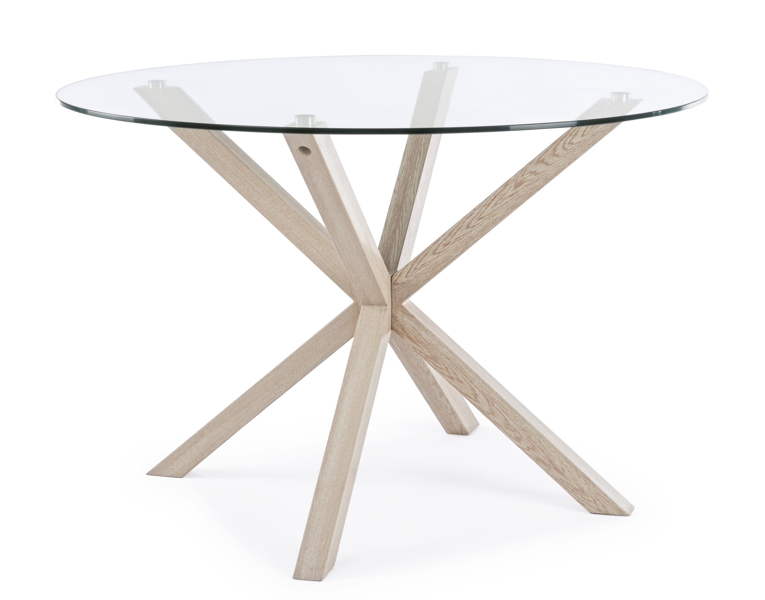 Tavolo MAY in vetro rotondo con gamba naturale diametro 114 cm - Konte  Design