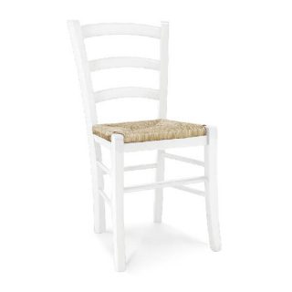 Set di 2 sedie APPIA in legno massello bianco con seduta in paglia