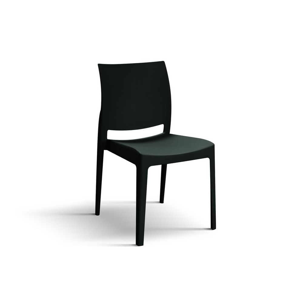 Set di sedie NORTH BEACH impilabili in polipropilene nero - Konte Design