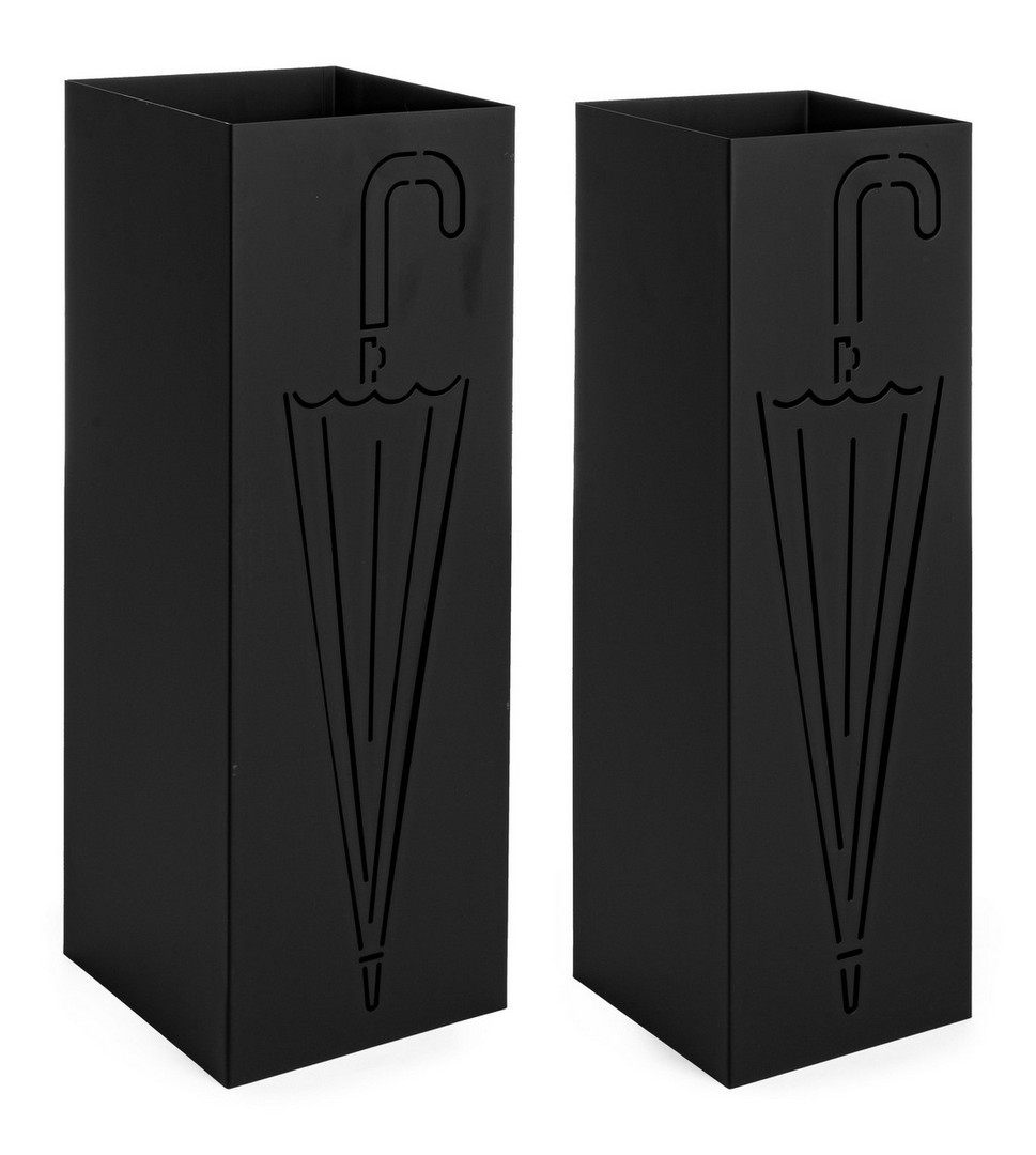 Set di 2 portaombrelli DRIZZLE nero con incisione - Konte Design