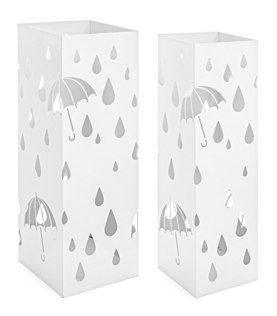 Set di 2 portaombrelli DRIZZLE bianco pioggia - Konte Design