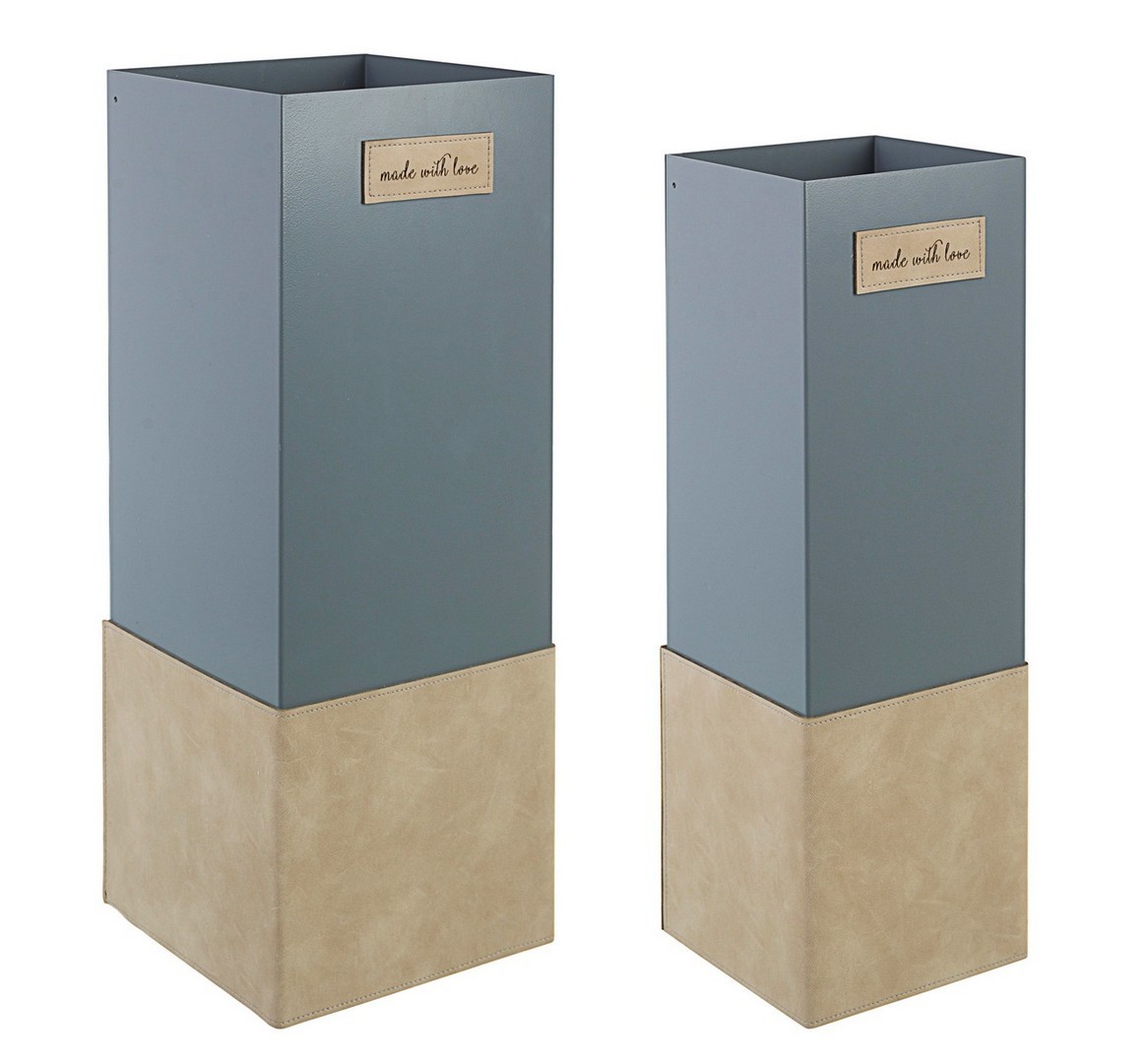 Set di 2 portaombrelli URBAN CHIC rettangolari grigio/cappuccino - Konte  Design