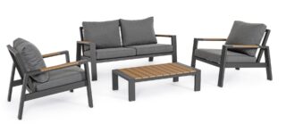 Set salotto EINAR antracite con cuscini grigi
