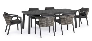 Set CORDOBA tavolo e 6 sedie colore antracite