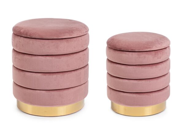 Set di 2 pouf DARINA in velluto rosa