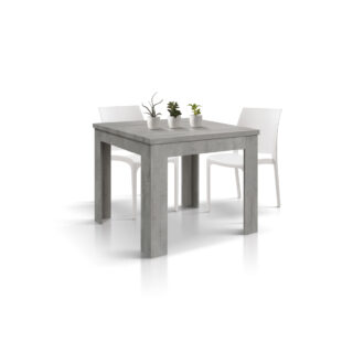 Tavolo LIPARI effetto cemento allungabile a libro 90x90 cm - 180x90 cm