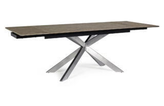 Tavolo allungabile ARZACHEL in acciaio inox e vetroceramica 160x90 - 240X90