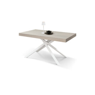 Tavolo FORTE DEI MARMI allungabile olmo perla con gambe bianche