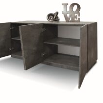 Credenza GORGONA in legno, finitura in acciaio ossidato