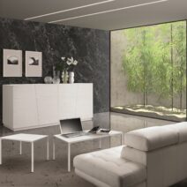 Credenza GORGONA in legno, finitura in bianco frassinato