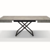 Tavolino CAMOGLI in legno, finitura grigio cemento e metallo verniciato nero trasformabile in tavolo da pranzo