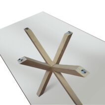 Tavolo SILVER LAKE in vetro trasparente e legno naturale, 160x90 cm