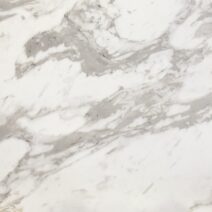 Tavolo BEVERLY HILLS in vetroceramica effetto marmo statuario e metallo verniciato bianco, allungabile 160x90 cm - 240x90 cm