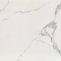 Tavolo BEVERLY HILLS in vetroceramica effetto marmo statuario e metallo verniciato bianco, allungabile 160x90 cm - 240x90 cm