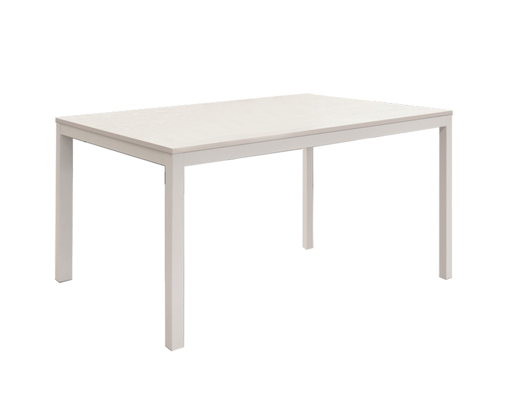 Tavolo TROPEA in legno, finitura bianco frassinato e metallo verniciato  bianco, allungabile 140x80 cm - 200x80 cm - Konte Design