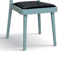 Set di 2 sedie GREVE in legno verde mare e ecopelle nero