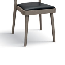 Set di sedie GREVE in legno tortora e ecopelle nero