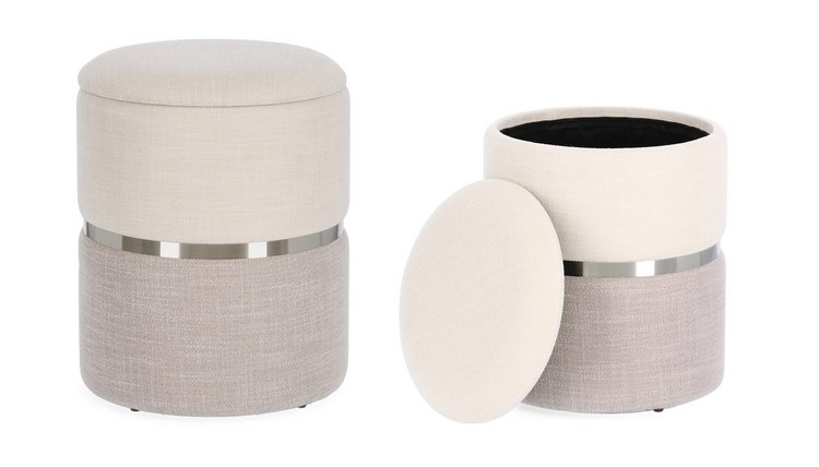 Pouf Contenitore Con Struttura In Mdf Joris Qu E Rivestimento Con Effetto  Boucle Grigio