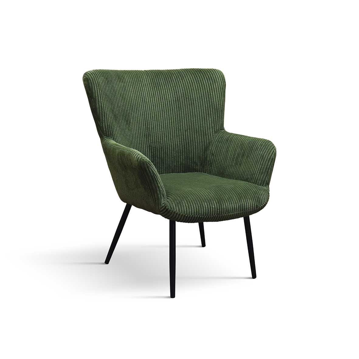 Poltrona MEGEVE in tessuto effetto velluto verde e gambe in metallo - Konte  Design