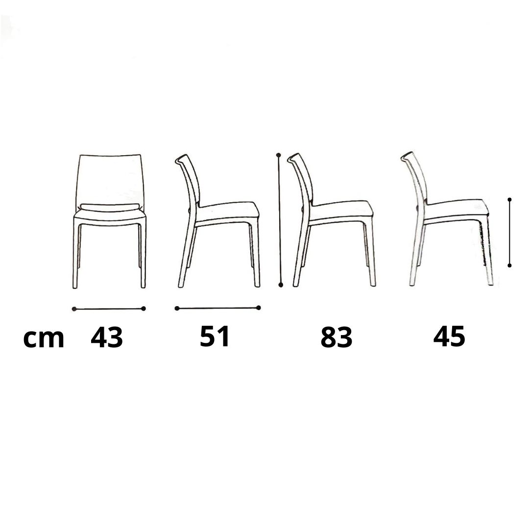 Set di 4 sedie FUERTEVENTURA in polipropilene grigie