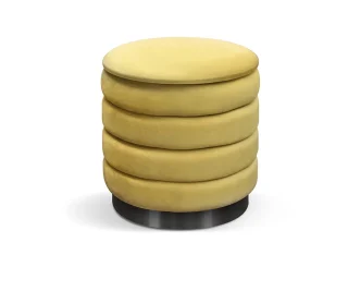 Pouf contenitore ARENDAL in tessuto effetto velluto giallo