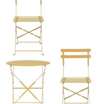 Set bistrot WISSANT con tavolo e 2 sedie in acciaio giallo ocra